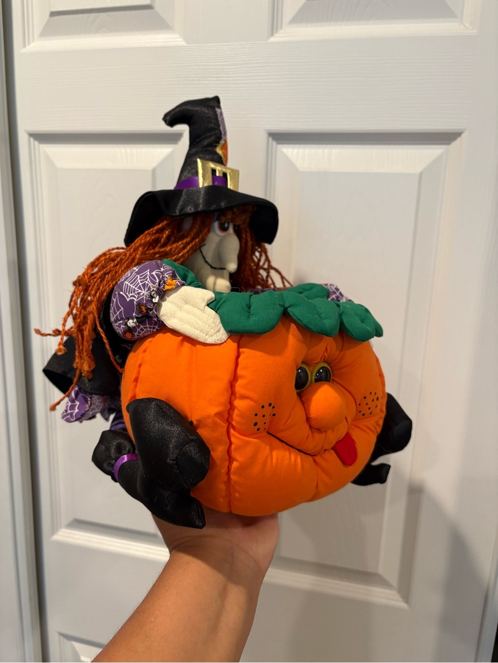 Vintage 1998 Silly Pumpkin Witch Candy Plush Nylon Basket EUC - Picture 3 of 15